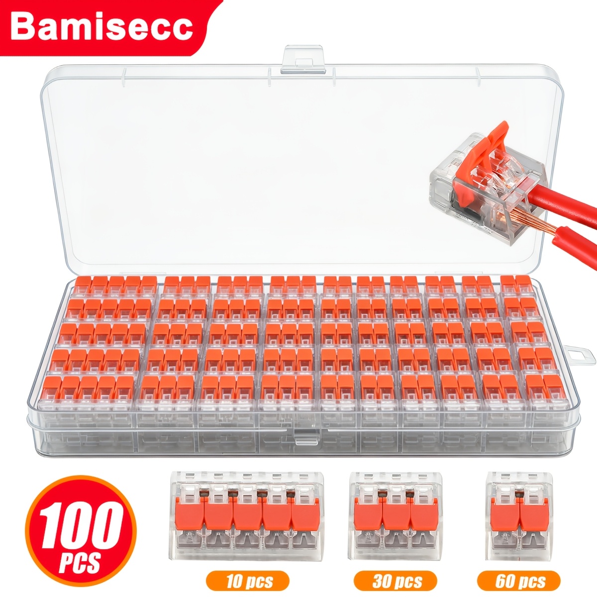 TEMU 100pcs/15pcs Wire Quick Connectors, Lever-type Diy Wire Connectors 28-12 Awg, 2/3/4/5-port Push-in Electrical Terminals, Insert-type Terminal