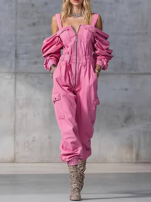 item picture printed pants not denim fabric early spring fashion long sleeve denim look jumpsuit