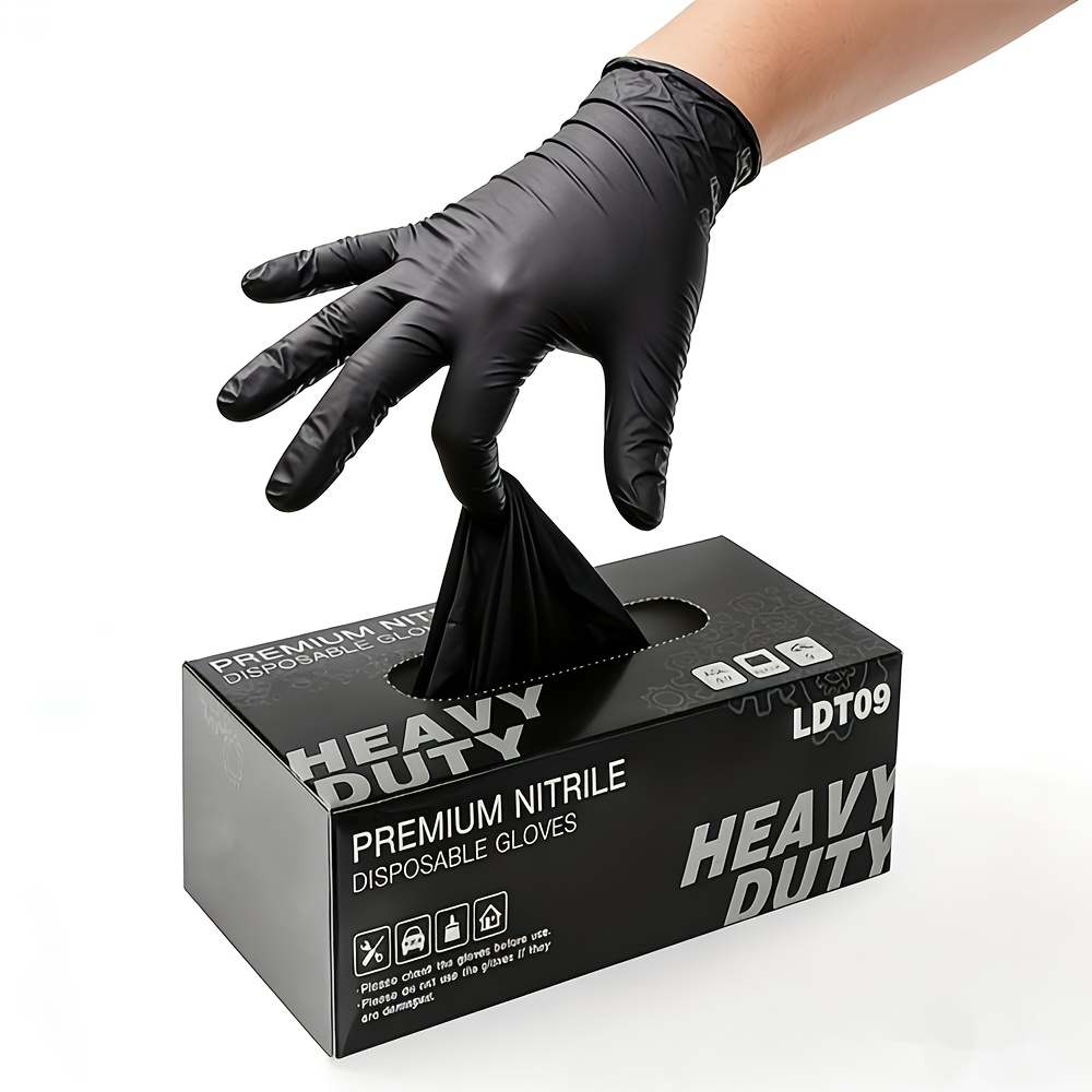 TEMU [powder-free Nitrile Gloves] 16pcs Black Powder-free Latex-free Nitrile Gloves - 4 Sizes (s/m/l/xl) Disposable Household Gloves - Suitable For Cleaning - Home Cleaning Products
