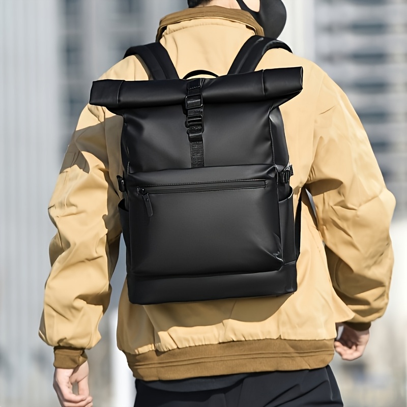 New Functional Style Casual Versatile Single-Shoulder Bag, Large Capacity Solid Color Simple Tote Storage Bag, Business Trip Backpack, Travel Hiking Mountaineering Backpack