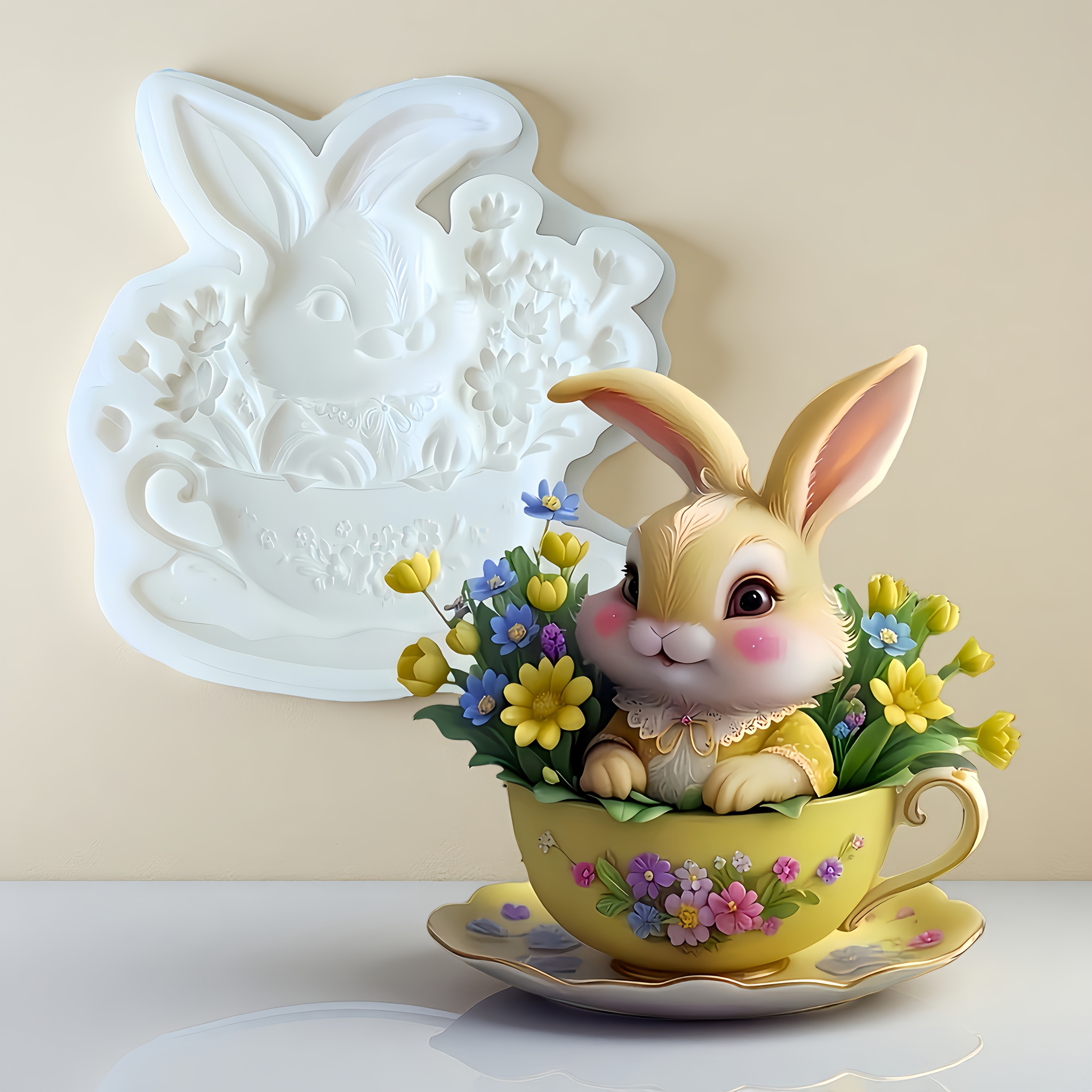 1pc, Easter Bunny Shaped Silicone Mold; Chocolate Cake Baking Clay Dropper; Easter Bunny Gummies And Fondant Molds