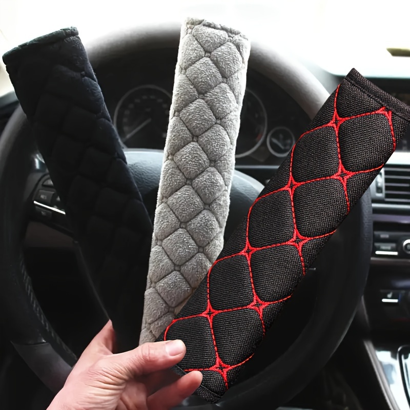 

2-pack Soft Decorative Seat Belt Covers, Polyester (pet) Material, Extended Shoulder Pads For Car Safety, Anti-scratch, Unisex, Vehicle Interior Accessory