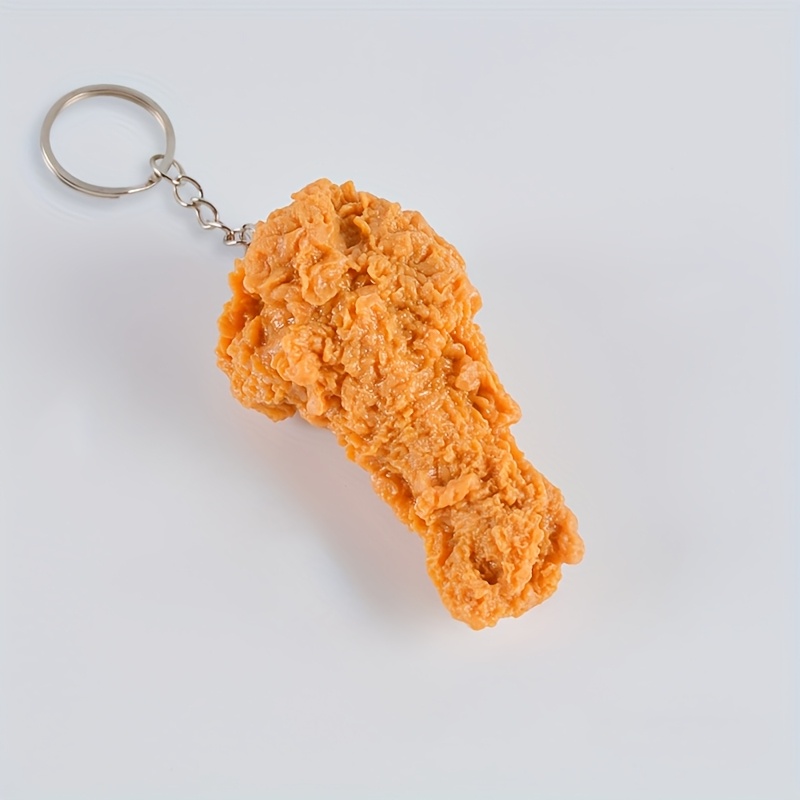 Funny Chicken Leg Keychain - Realistic Fried Chicken Design Plastic Novelty Key Ring for Women&#39;s Backpacks, Wallets &amp; Keys - Quirky Gift Idea, Funny Chicken Gifts, Key Organizer, Humorous Accessory, Detailed Design