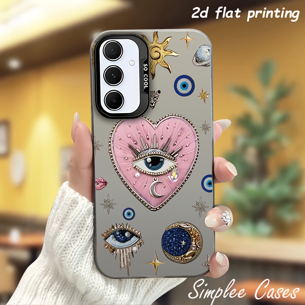 Husă pentru telefon: Husă cu imprimare 2D plată: Husă elegantă, estetică, drăguță, de lux 1, cu model simbolic Ochi Mistic Inimă Lună Soare Stea, Husă artistică pentru telefon cu modele imprimate, IMD, pentru for Samsung for Galaxy