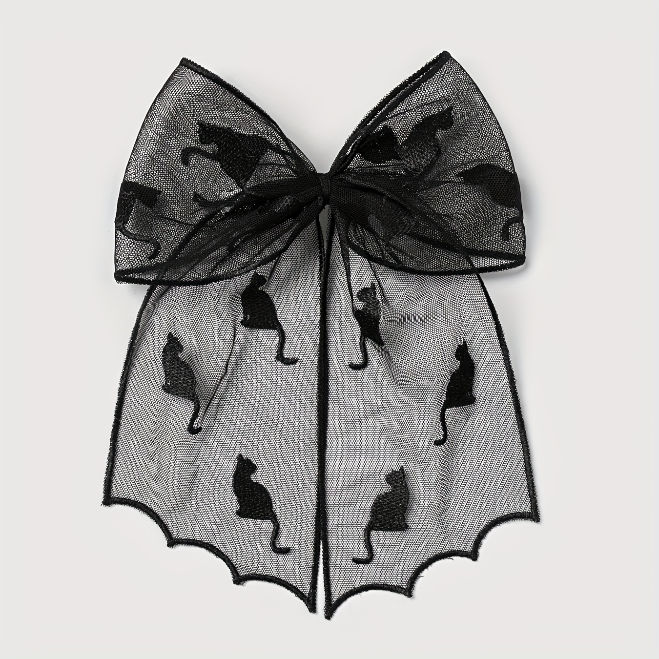 1pc Of Fashionable Gothic Handmade Bow Lace Embroidered Black Kitten Decoration Hair Clip, Suitable For Women' Wear, Gift, Very Suitable For Halloween