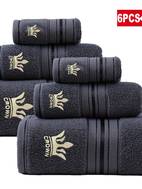 6pcs bath towel set 2 washcloth 2 bath bath towel embroidered absorbent thick towels for daily use and bathroom essentials 100 cotton fabric for christams gift