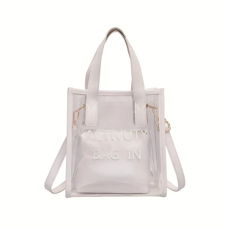 clear pvc bag for women stylish summer shoulder bag with activity bag pink transparent handbag for beach travel events event bag trendy jelly bag durable clear bag details 7