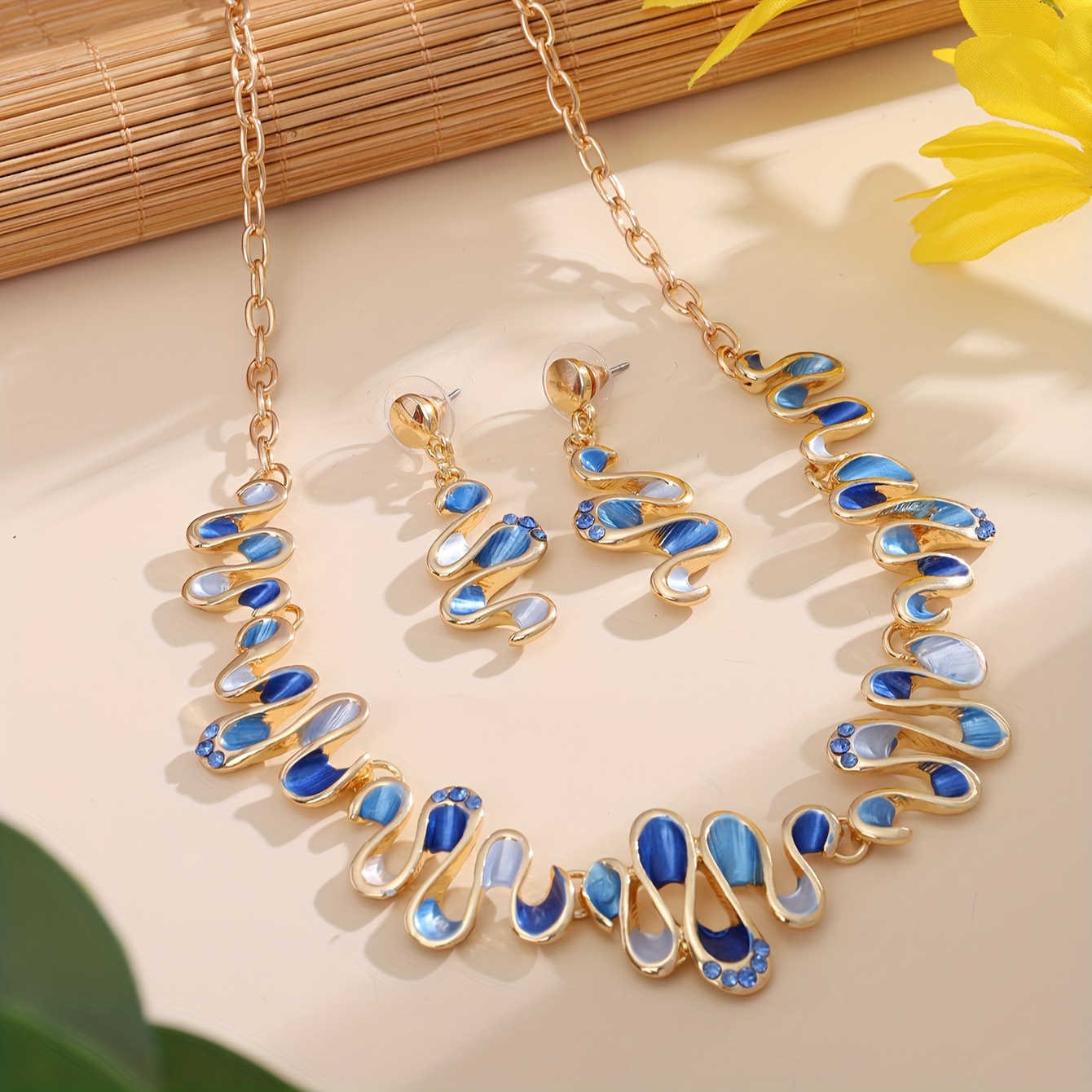 Zinc Alloy Serpentine Necklace Earrings Set