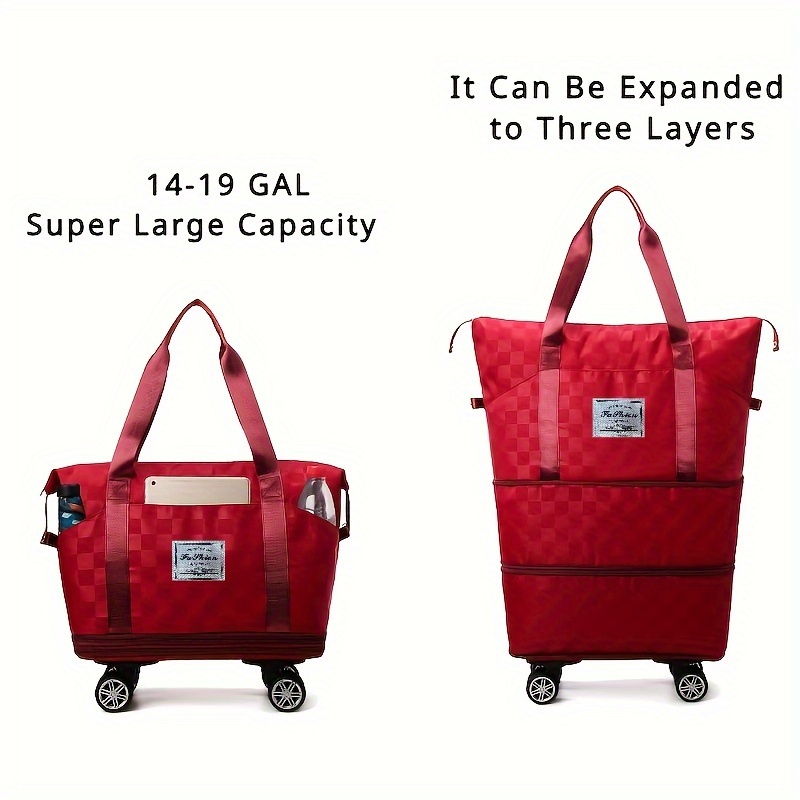 

Waterproof Large Capacity Travel With Wheels - Checkerboard Design, Oxford Fabric, Outdoor & Students