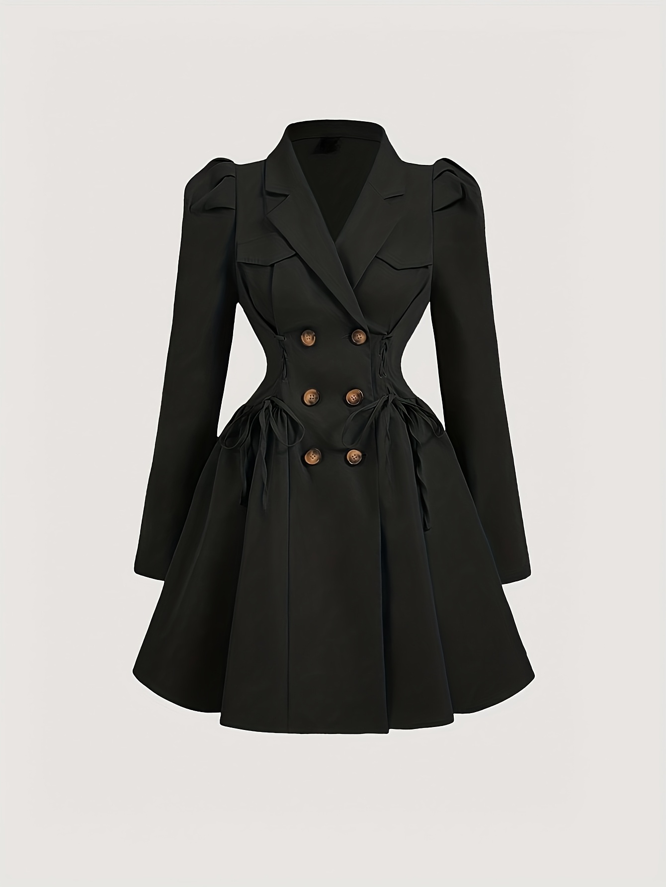 [Khaki Long Sleeve Coat] Waist-Cinching Khaki Women's Trench Coat | Long Sleeve Autumn Dress