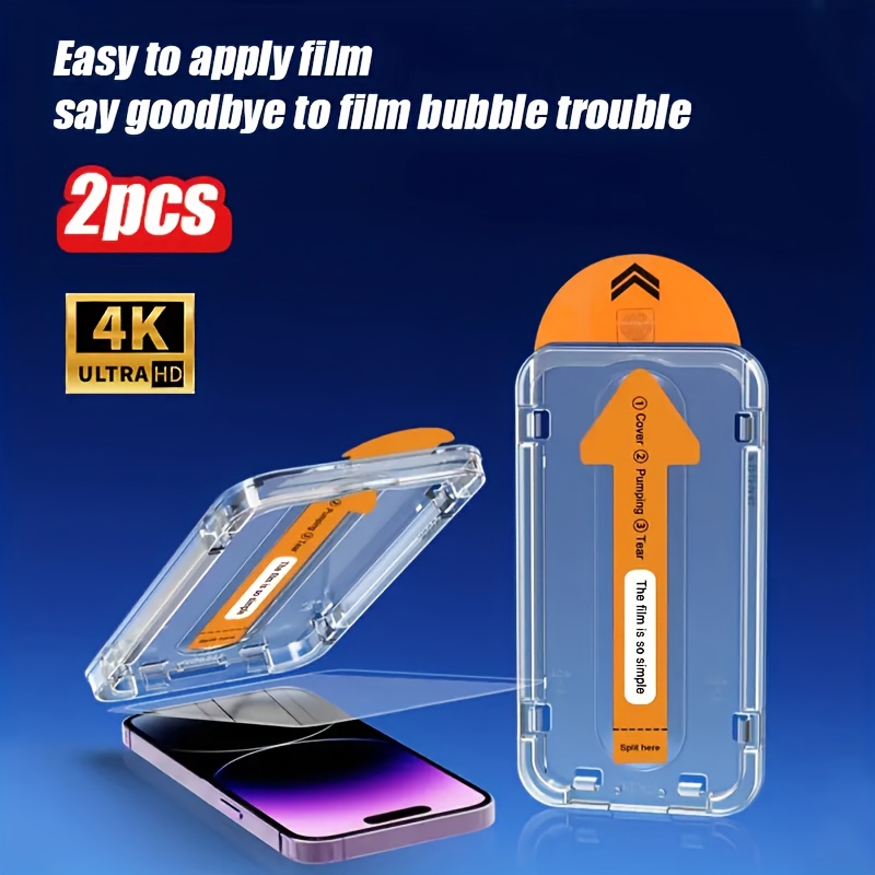 TEMU 2-pack Tempered Glass Screen Protector For Iphone Se2, 3, Glossy End, Reduces Fingerprints, Dustproof, Applicator