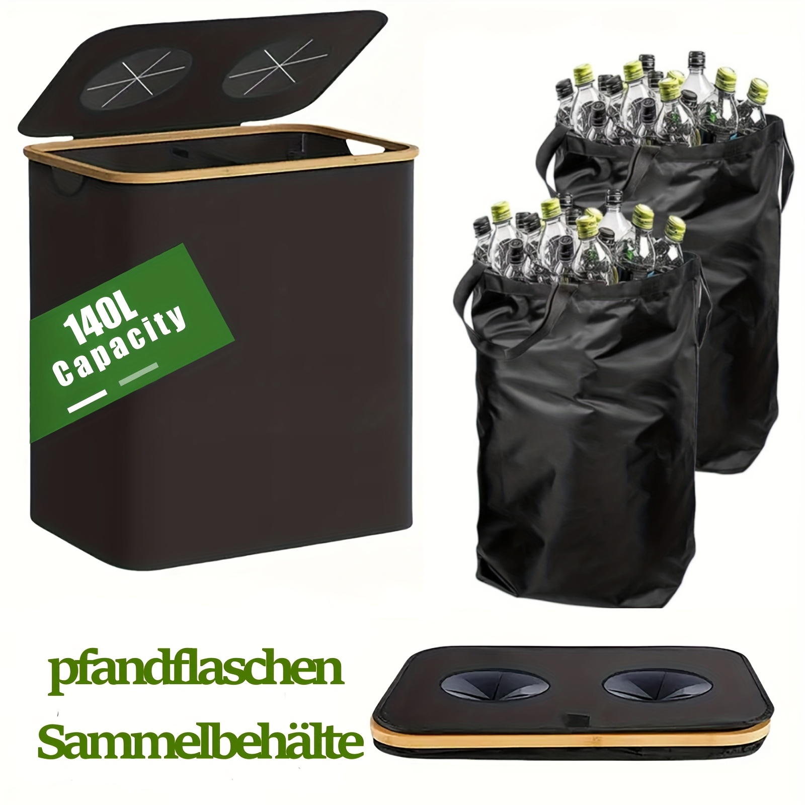 E-shop 140L Pfandflaschen-Sammelbehälter-Deckel, -Organizer Glasabfall-Aufbewahrungsschlitz, leere Behälter für Recycling-Lagerraum-Flaschentaschen,