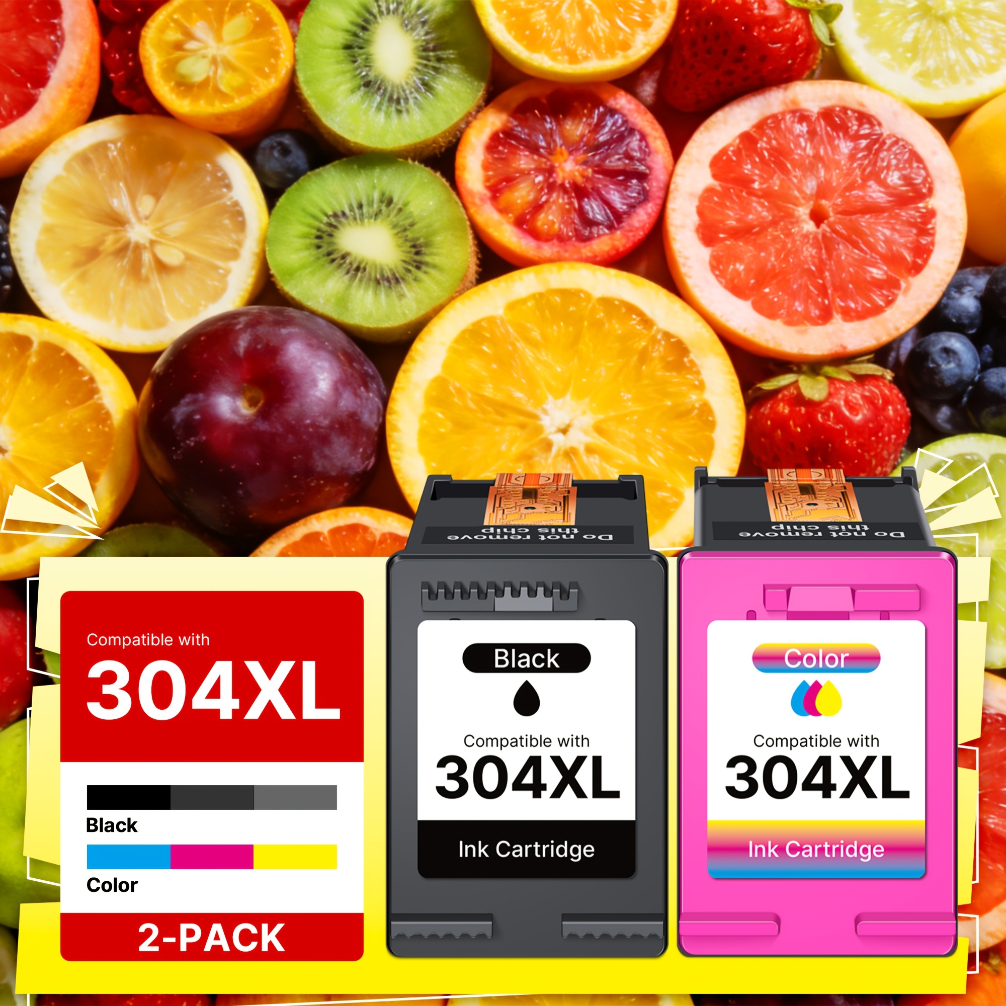 Image of 304xl Ink Cartridge Replacement For 304 Xl (pack Of Black And Color) Multipack For 5030 5020 5010 5032 3760 3762 2600 (2-pack)