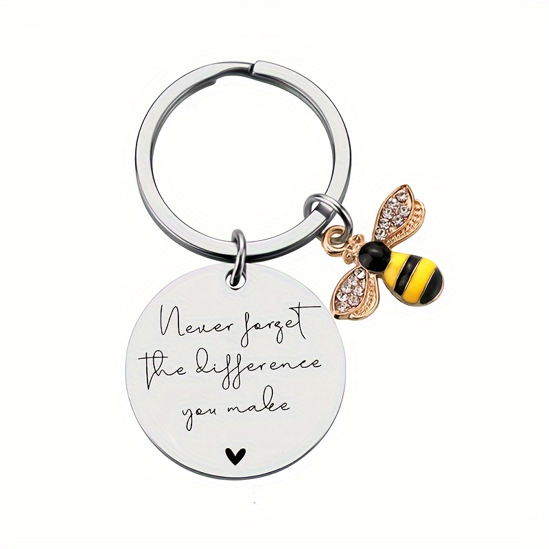 

1pc Little Bee Inspirational Keychain - Made Of Stainless Steel, Engraved With Love And Motivation Quotes, It Is The Perfect Gift For Friends, Family And Loved Ones