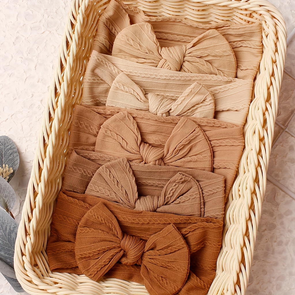 

5pcs Soft Jacquard Nylon Baby Bow Hair Accessories Headband