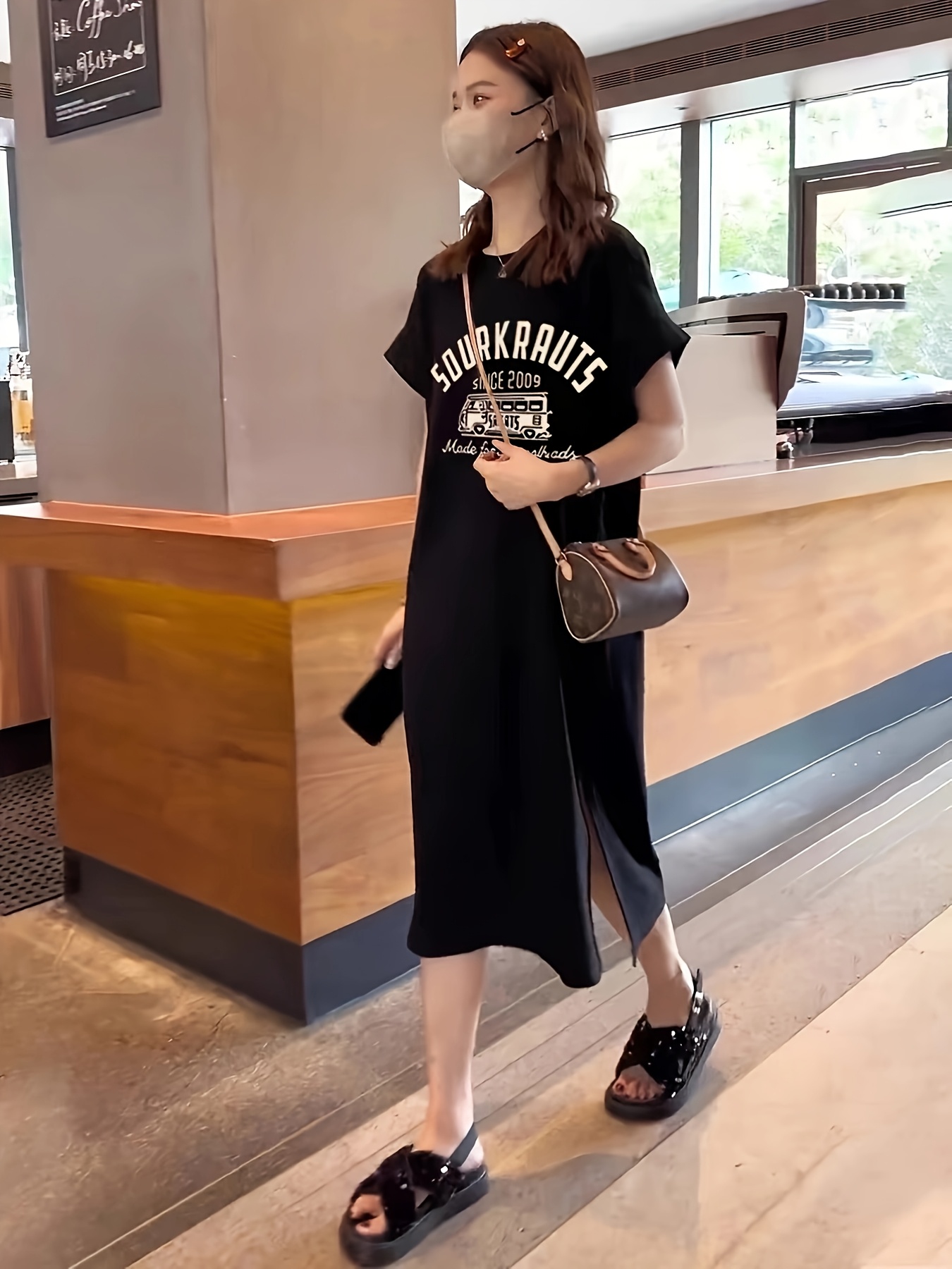 2025 new womens short sleeve t shirt dress korean style - Temu Mexico