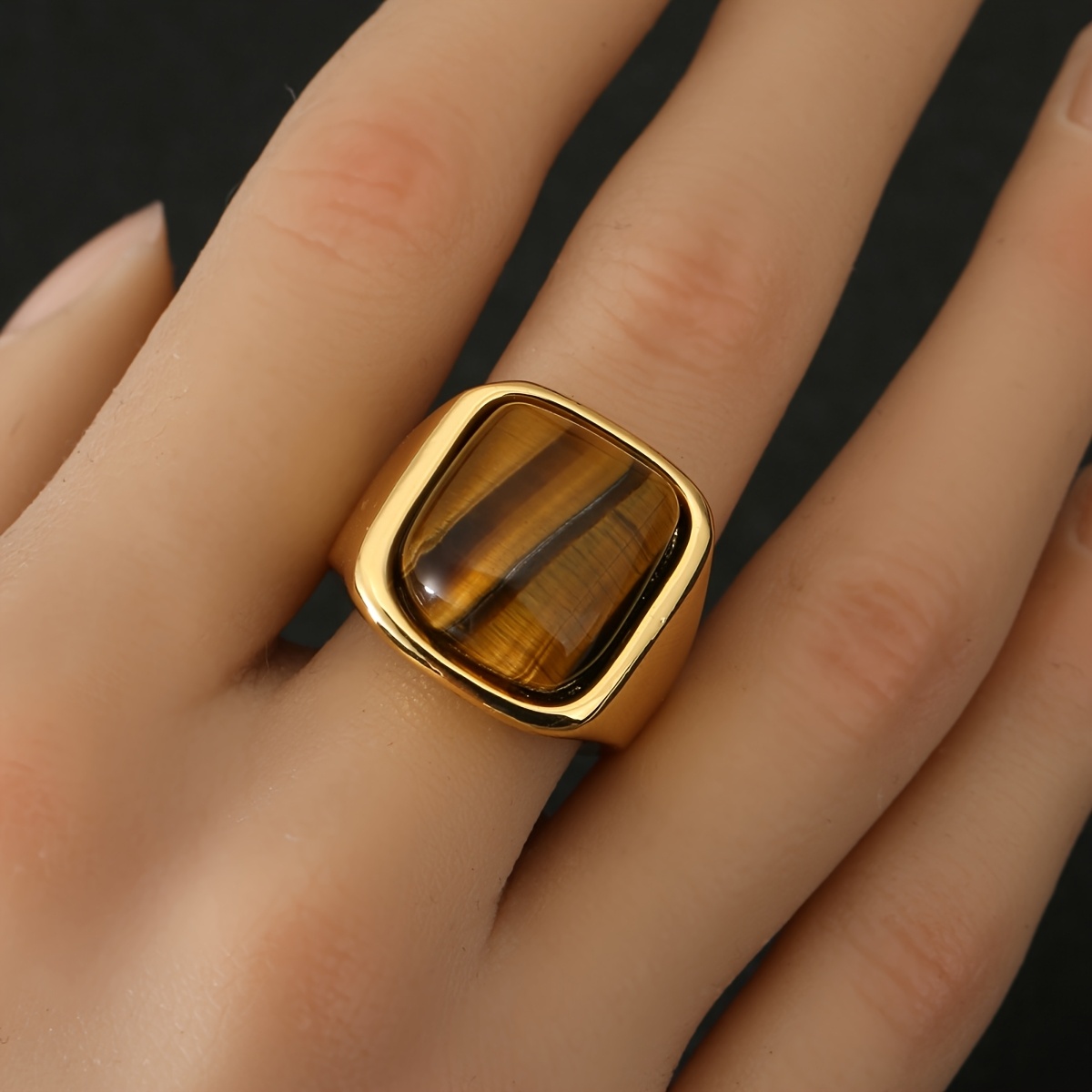 TEMU 1pc, European And - Copper With Synthetic Zirconia Inlay, Simple And Stylish Design - Exquisitely Handcrafted Classic Adjustable With Synthetic