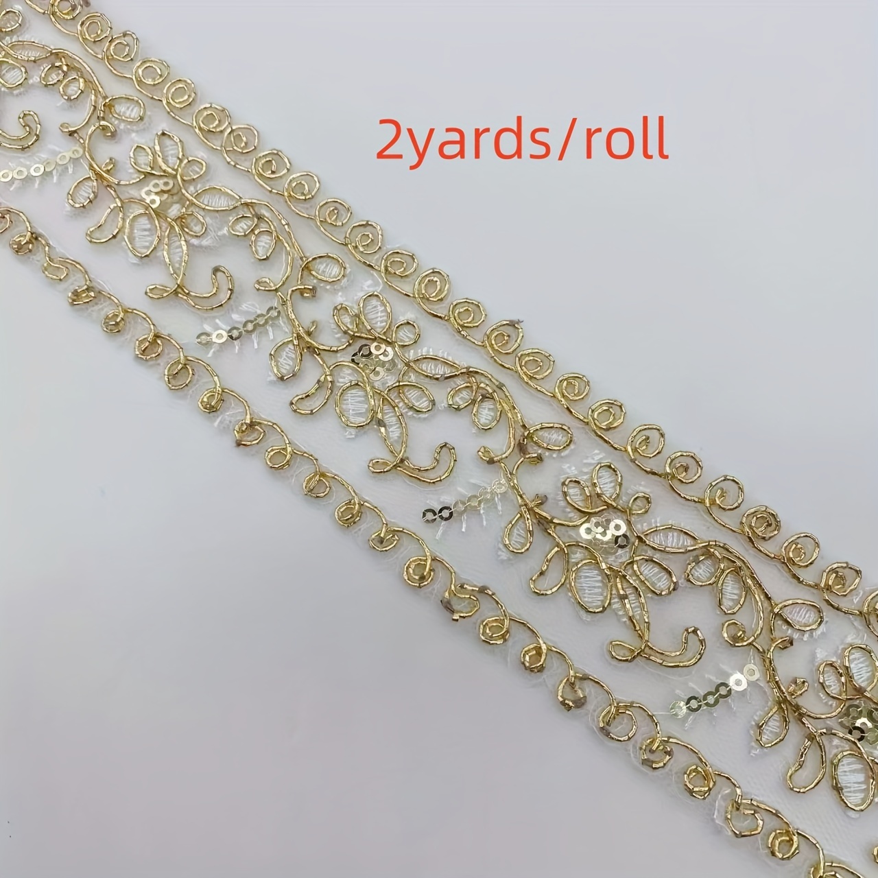 Image of 1 Roll Of Golden Elegant Sequin Lace, Diy Handmade Artwork, Clothing And Underwear Accessories, Home Textile Decoration, , Cake Bags