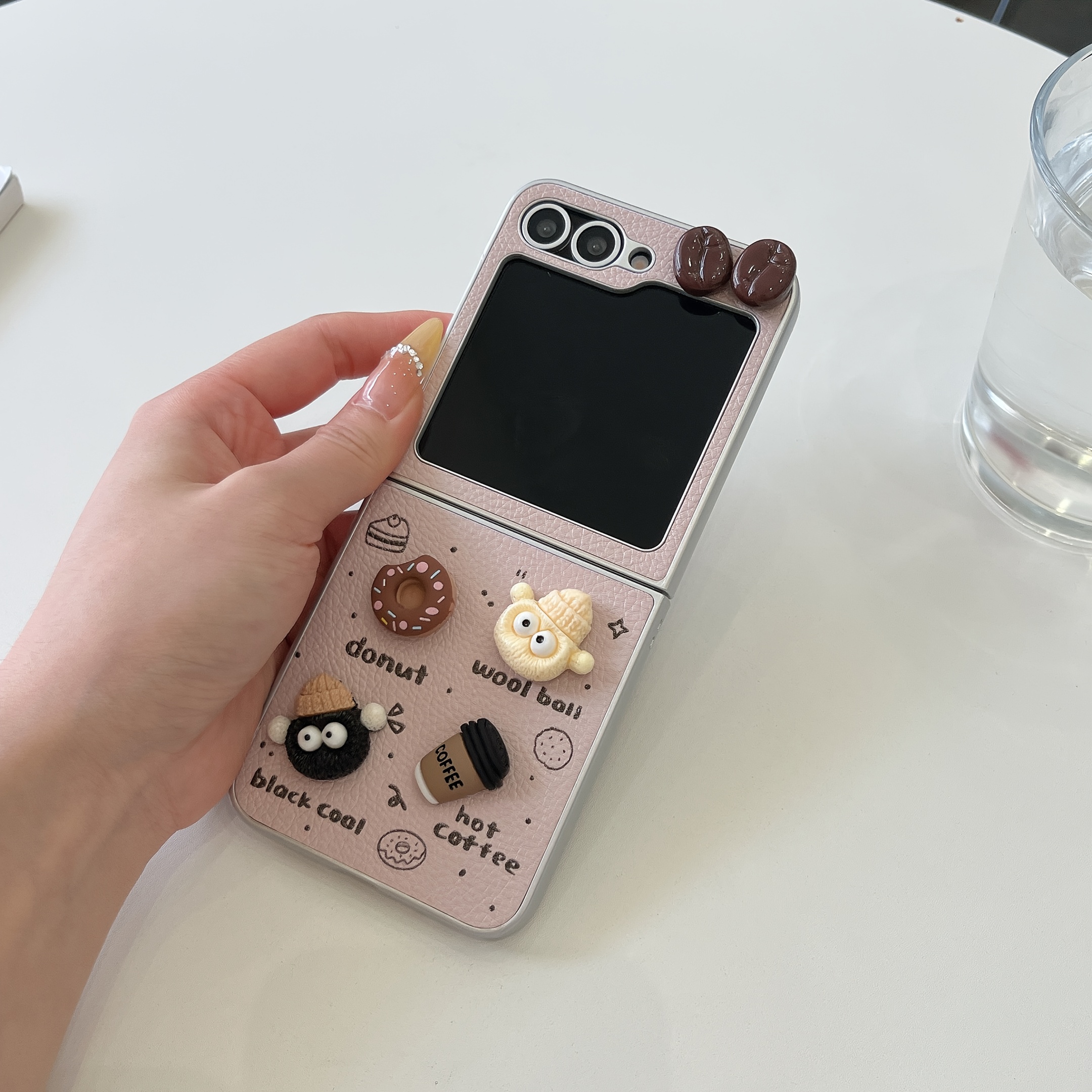 TEMU Phone Case: Creative And Cartoon Coffee Bean Donut Skin-wrapped Folding Phone Case, Suitable For Galaxy Z Flip 3 4 5 6 7