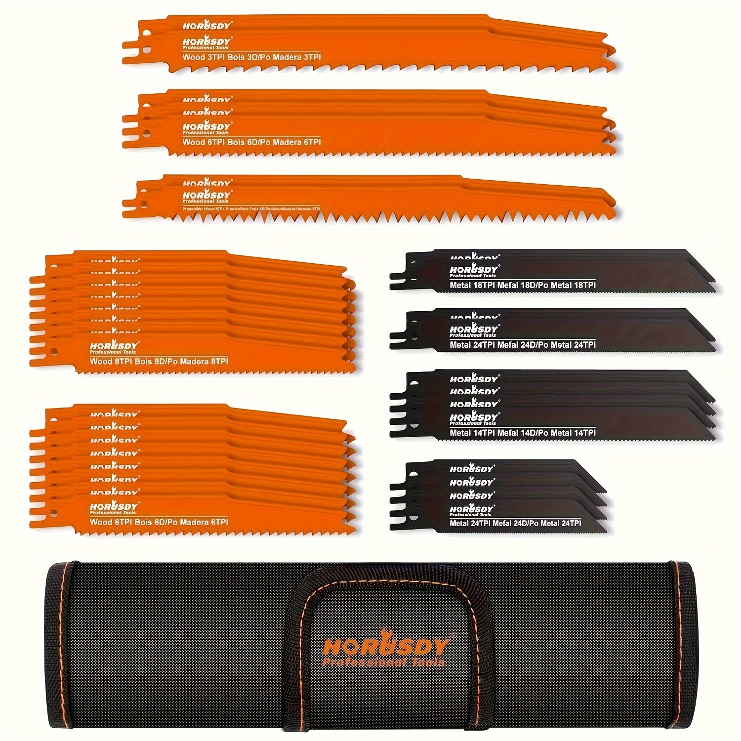 

34-piece Reciprocating Saw Blade Set For Metal & Wood Pruning - Includes Organizer Pouch