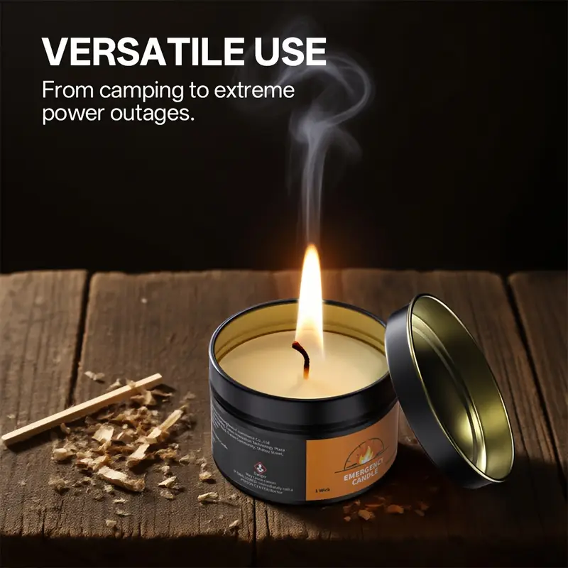 long lasting emergency survival candle 24h burn for blackout camping earthquake kit 4 pack emergency candles survival gear for home emergency preparedness supplies emergency candles smokeless camping stuff emergency kit supplies camping essentials blackout preparedness compact candle smokeless flame burn wax readiness Product details 3