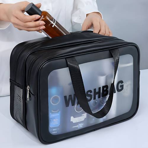 pu dry and wet bag portable waterproof double layer organizer toiletry travel bag large capacity multi function pvc storage makeup bag for bathroom portable dry and wet bag for women