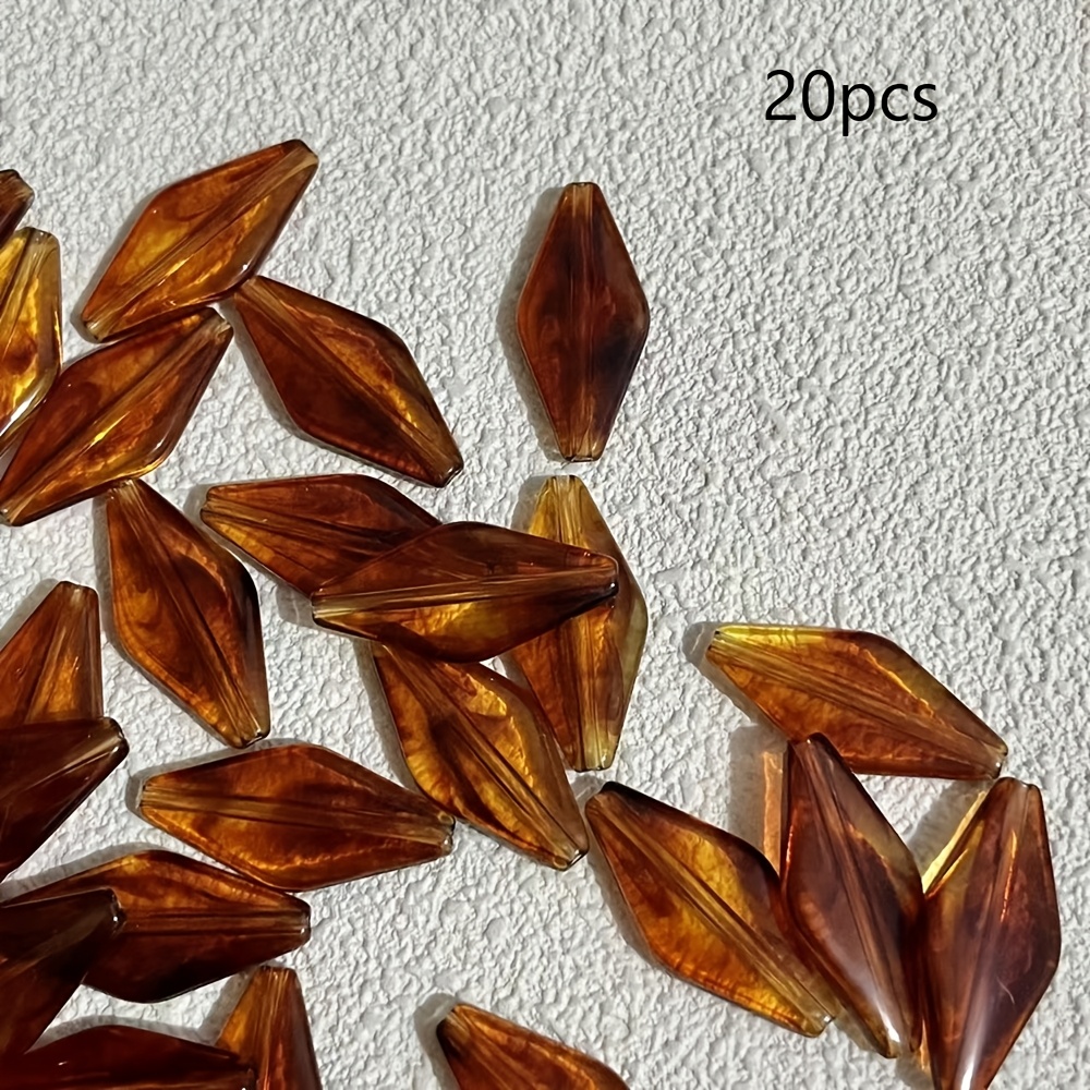 TEMU 20 Amber 31*15mm Polished -shaped Beads For Making, Creative Handcrafted Accessories And Phone Charm Design, Decorative Beads & Bead Assortments