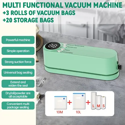 portable vacuum sealer machine multi functional food preservation tool balloon inflator usb charging manual operation high index pvc 36v or below rechargeable lithium polymer battery suitable for kitchen use christmas festival gift