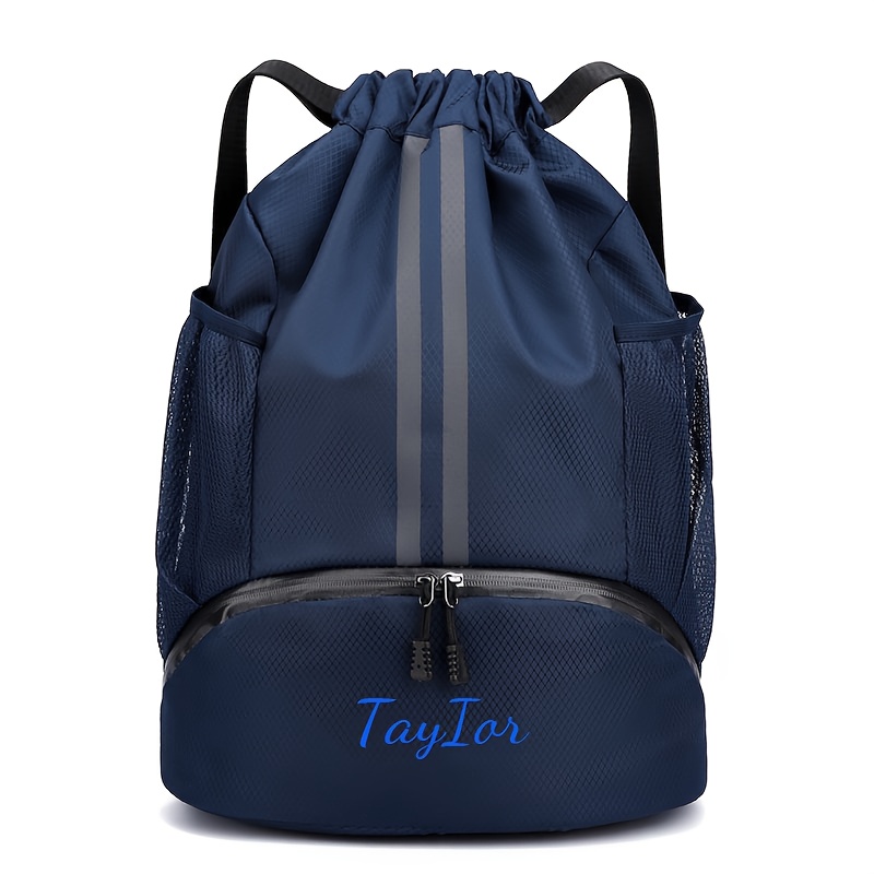 TEMU [personalized Embroidery Name/text Drawstring Gym Bag] Basketball Backpack Wet-dry Swimming Bag Drawstring Pouch Portable Shoulder Bag Men's