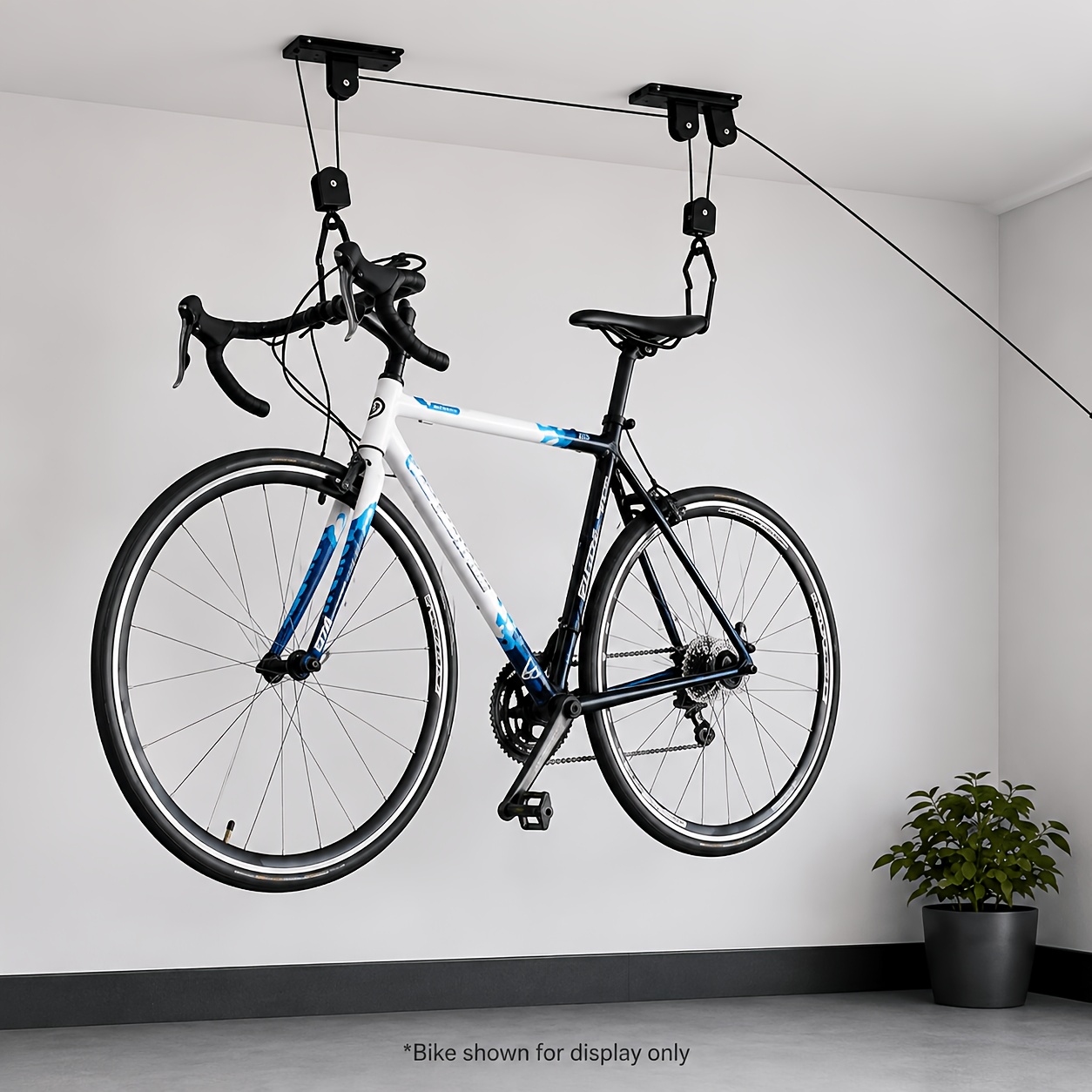 TEMU 1 Set Heavy-duty Ceiling Mount System With Sliding Track & Ceiling-mounted Pulley Hoist - Suitable For Garage, Ladder, Kayak Storage, , Safe