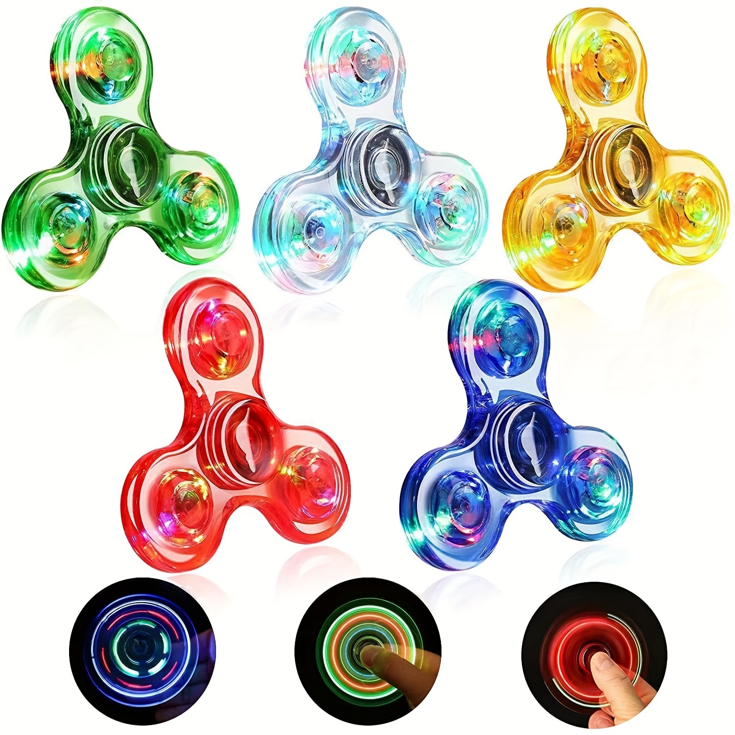 Crystal Luminous Led Light Fidget Spinner Hand Top Spinners - Temu