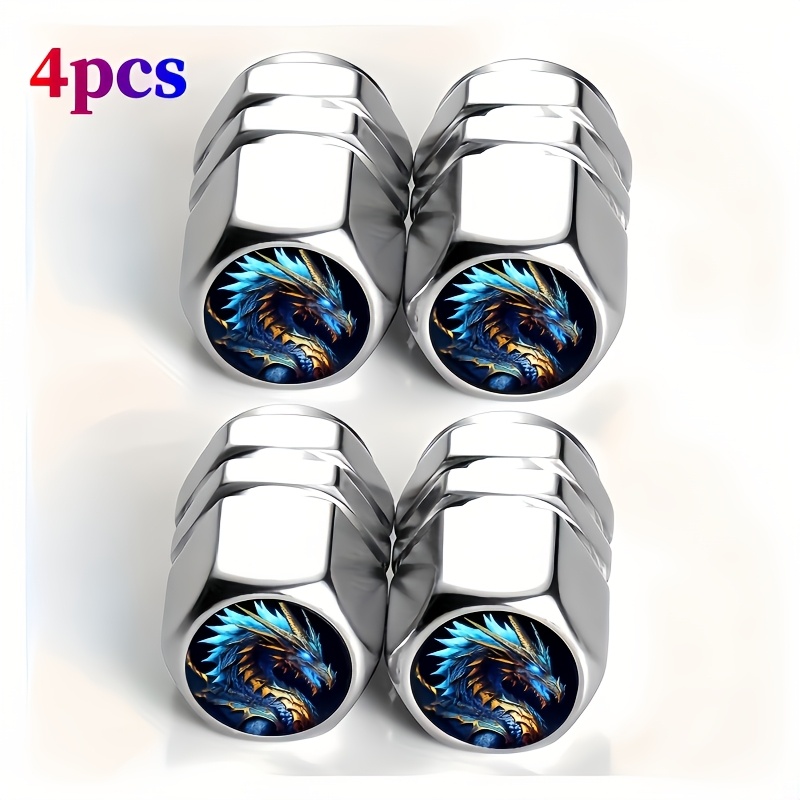 TEMU 4pcs/5pcs Car Tire Valve Cover - Blue Dragon , Suitable For All Cars, Trucks, Suvs, And Motorcycles