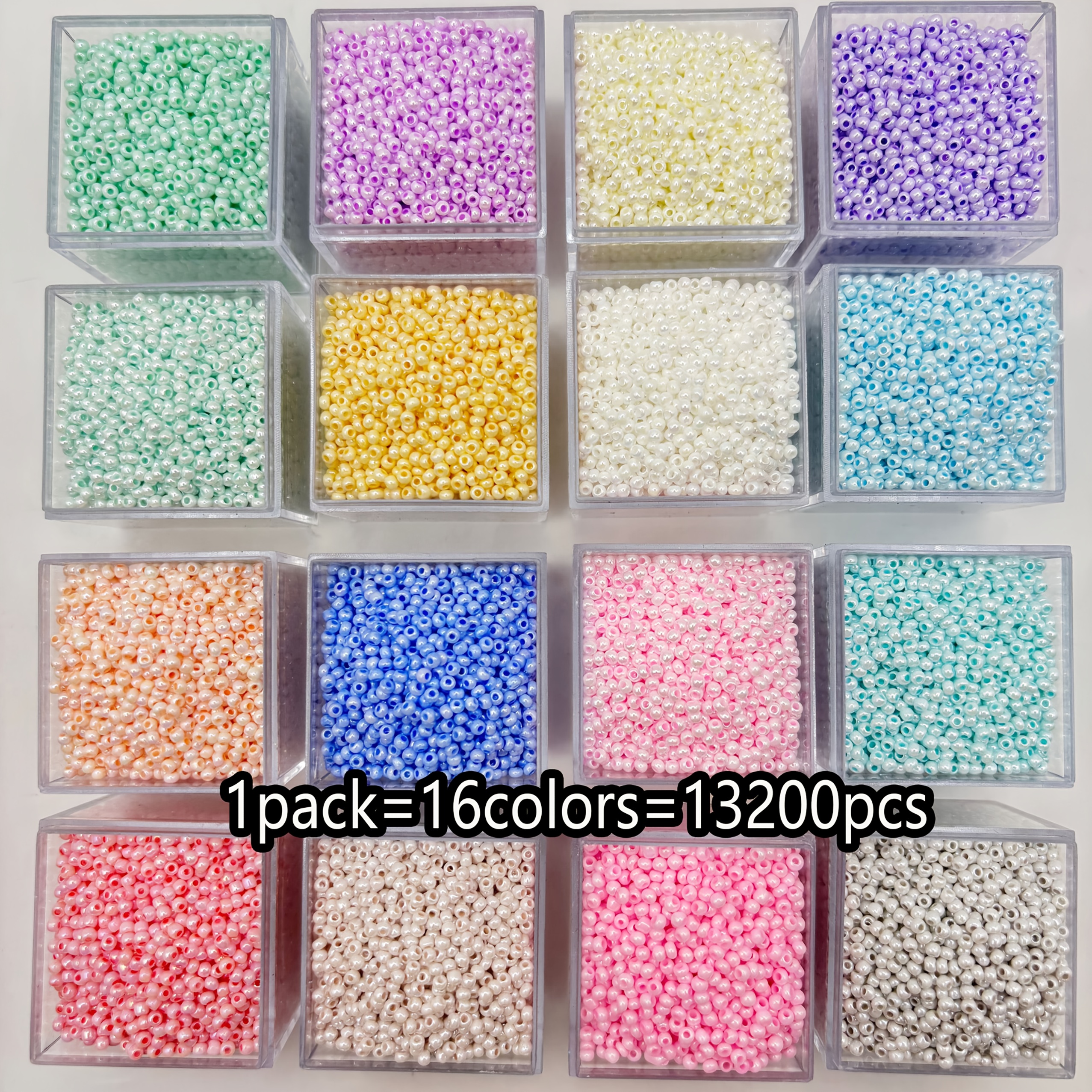 E-shop 13200 ultra-elegante gleichmäßige 1,8 mm Glasperlen in 16 Farben – Dekorative Perlen für Schmuckherstellung DIY Handmade Armbänder Halsketten