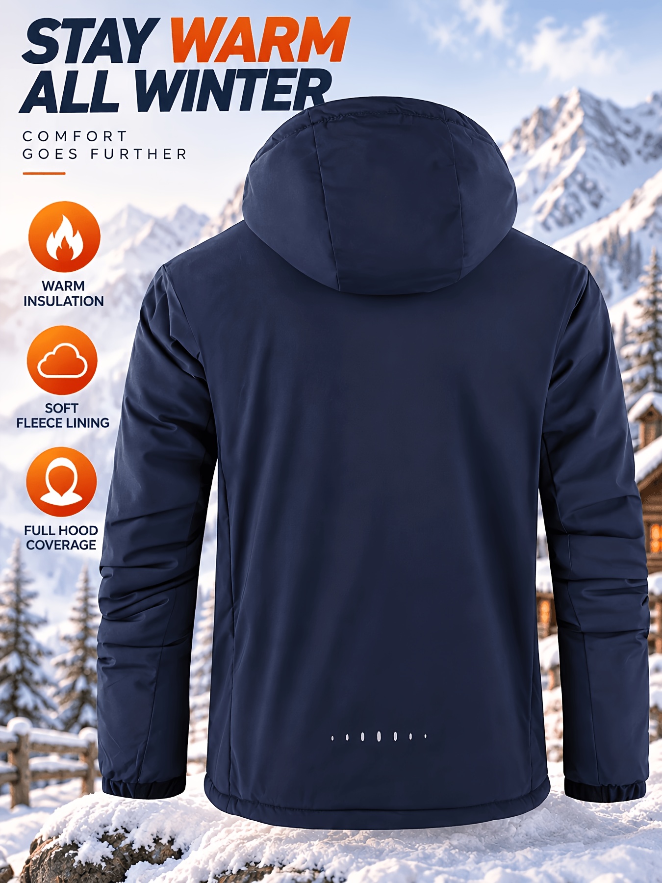 Men's Thickened Windproof Hooded Jacket with Soft Lining