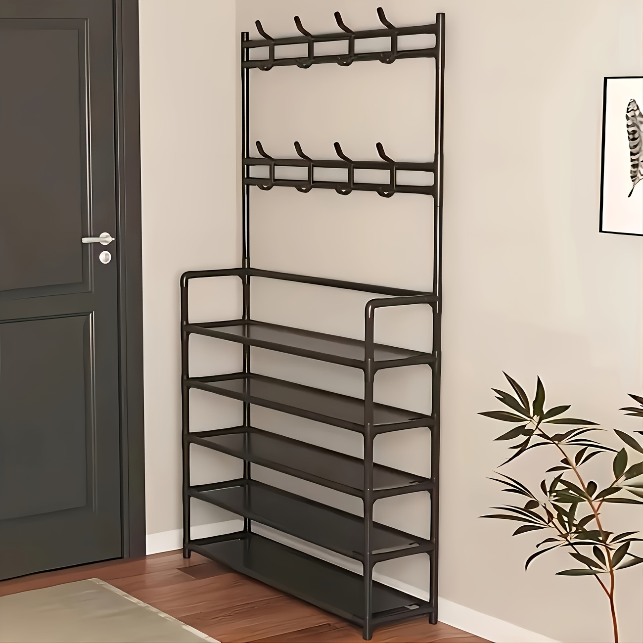 item picture multi functional coat rack entrance shoe rack hook integrated bedroom living room   storage artifact can hold shoes clothes coats hats bags umbrellas simple and  