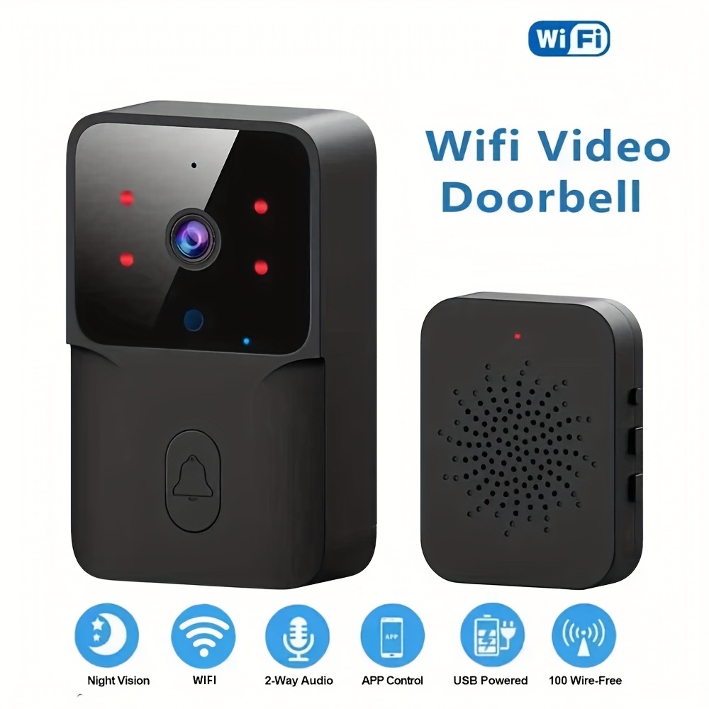 smart wireless video doorbell mobile remote 2 way audio   usb rechargeable low power consumption 2 4g wifi home office security system pairing distance   meters 33 66  