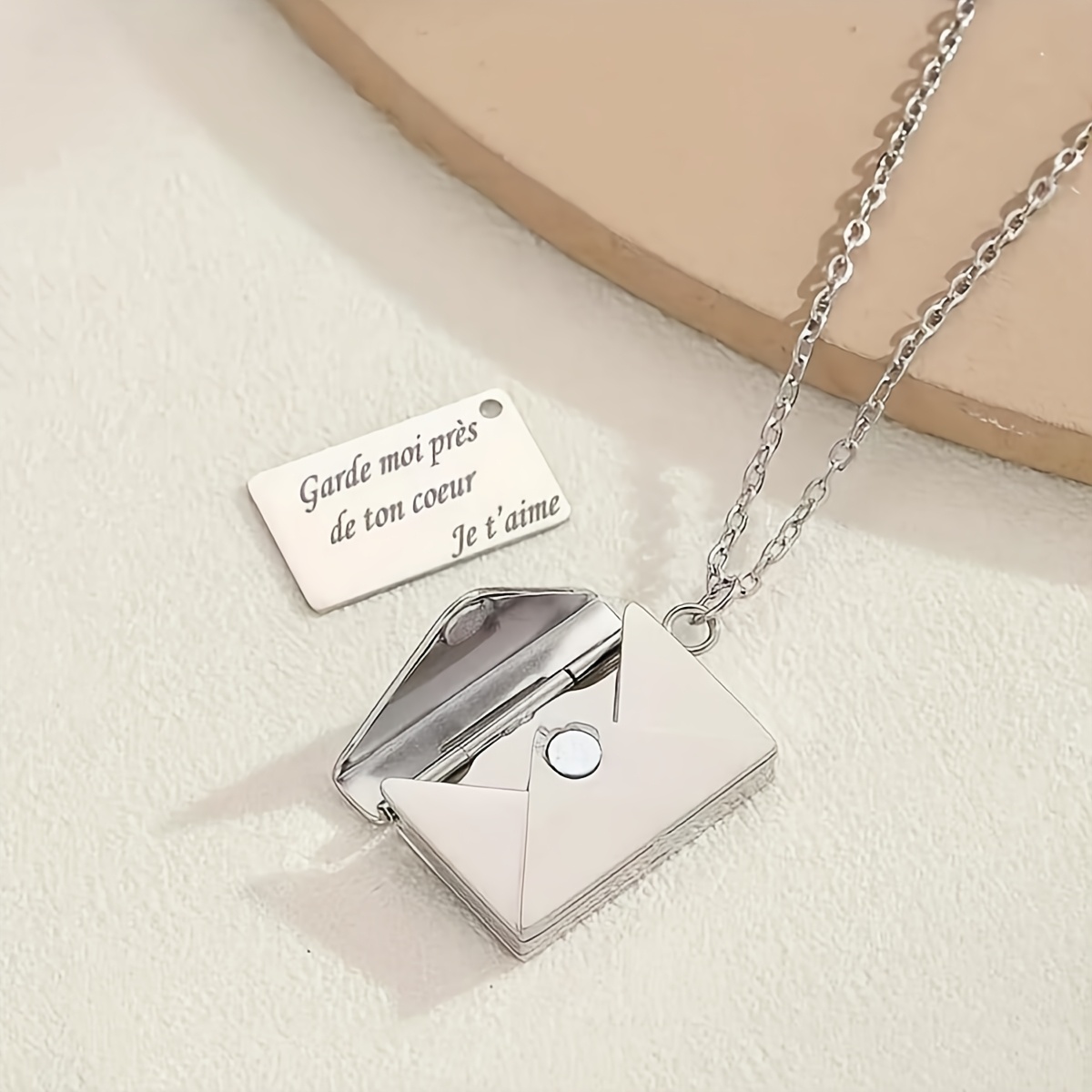 Custom Engraved Envelope Necklace in Stainless Steel