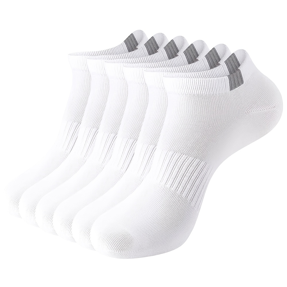 TEMU 6 Pairs Of Men's Bamboo Ankle Socks In Solid Colors For Everyday Use - Short, Soft, And Breathable In Black, Grey, And White