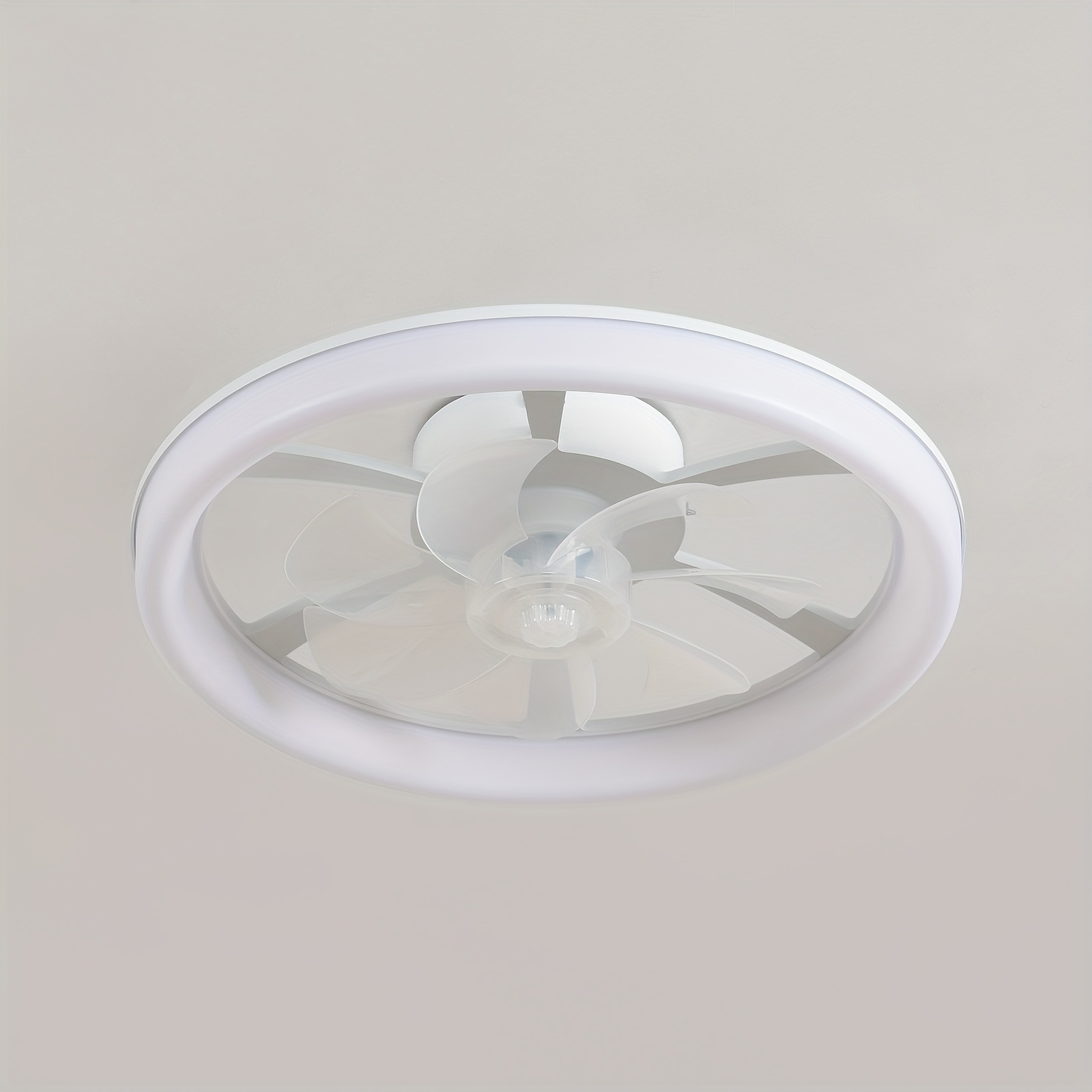 TEMU 1pc Ceiling Fan With Lights, 44.5cm/17.51inch Led Fan Light Kit, Flush Mount Ceiling Fan With Remote, White Low Profile Ceiling Fan With 6 Wind