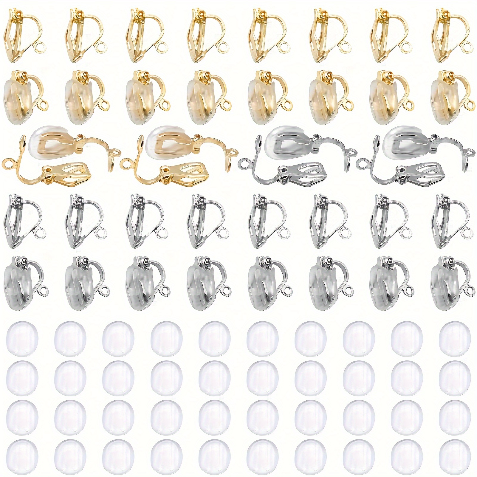 TEMU 40pcs Earring , Ear Clips With Non-slip Pads 40pcs, With Pendants, Earring Jewelry Additions, Suitable For Temporary Wearing And Wearing Of Earrings In Stage Performances And Other Occasions