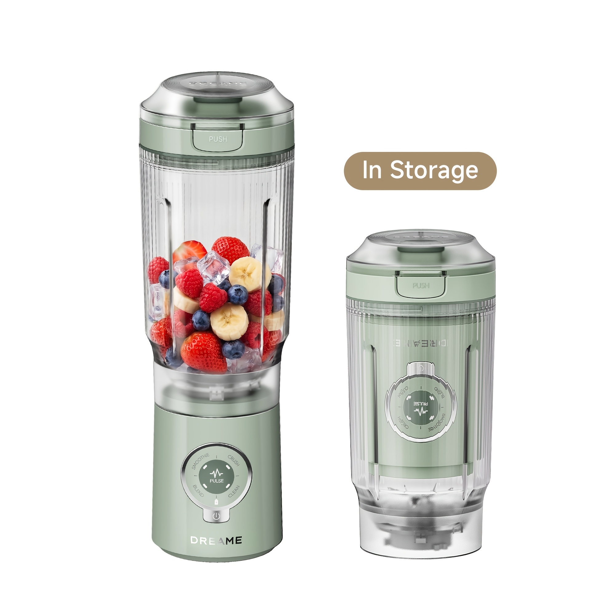 Image of Dreame Portable Mixer, Removable Motor Housing, Quick Charging, 880ml Mixing Cup (500ml Mixing Capacity), 5 Functions, Self-cleaning Mode, Dishwasher Safe, Green
