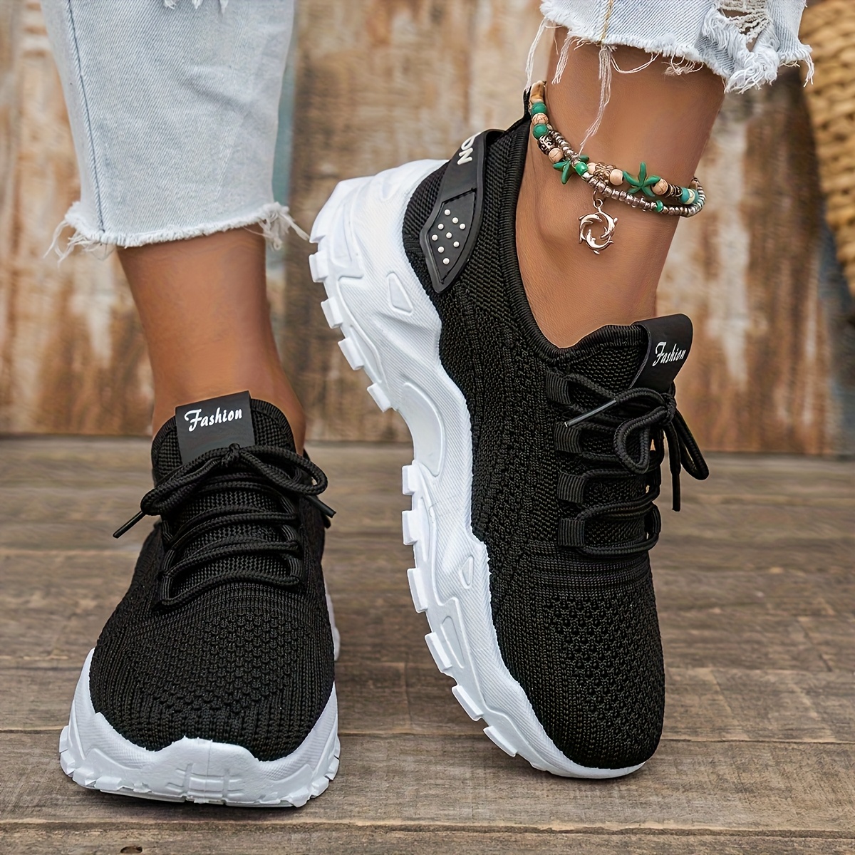 zapatos deportivos casuales moda mujer zapatillas punto Temu