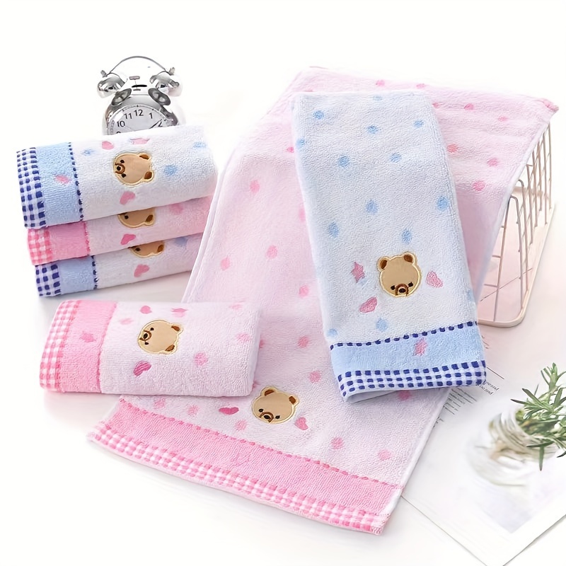 

2pcs Cotton Cartoon Bear Jacquard Face Towel Soft Absorbent Cute Face Towel, Hand Towel