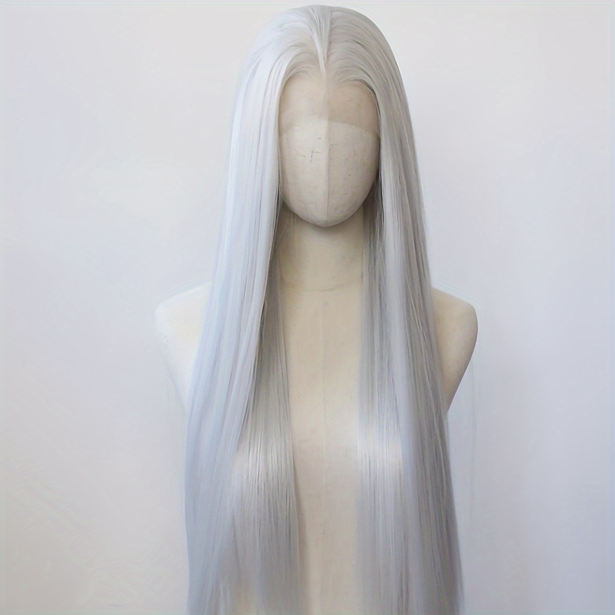 Image of 13*3.5 24inch 150%density Grey Lace Wigs For Women Straight Synthetic Lace Front Wig Glueless Daily Wigs