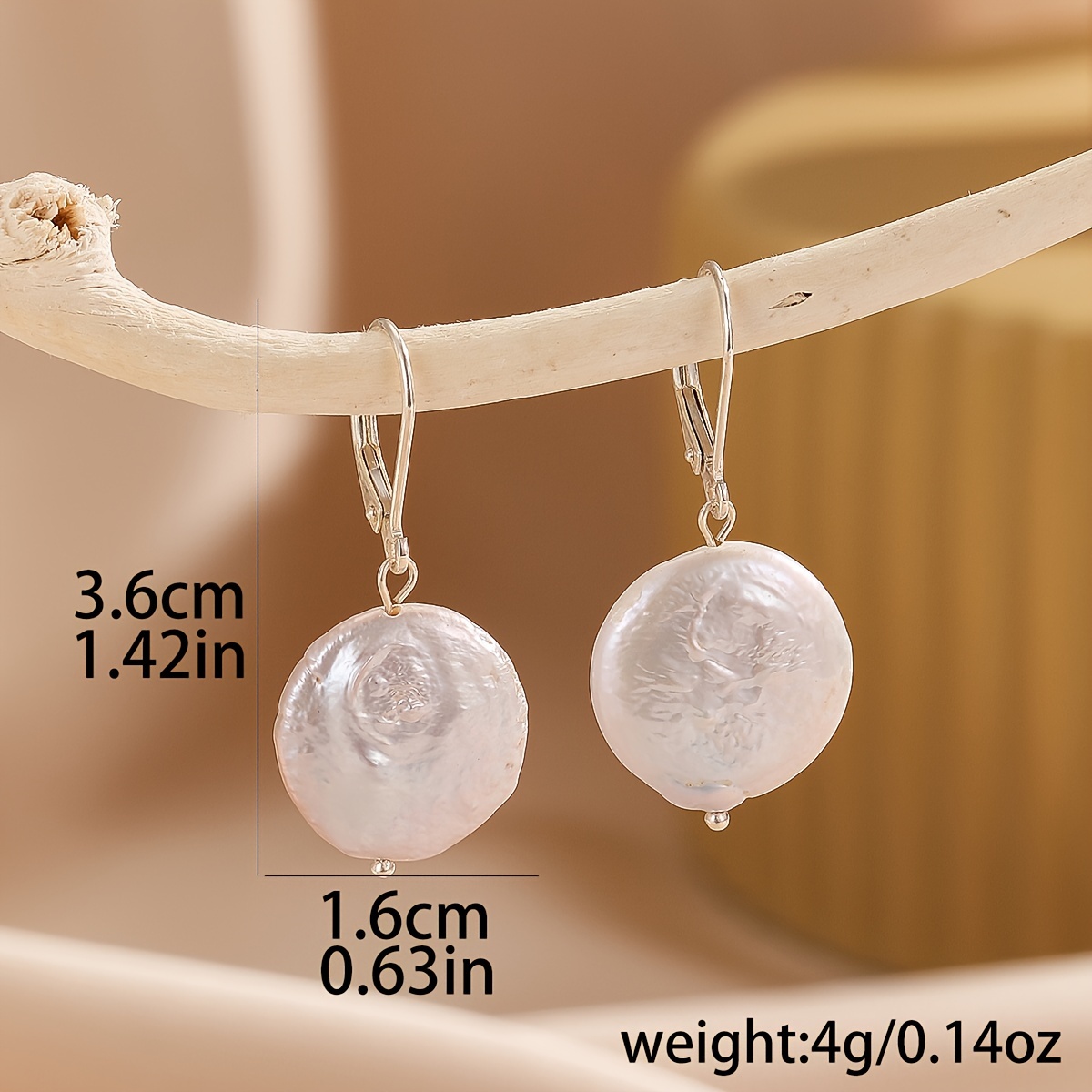 Natural Baroque Freshwater Pearl Drop Earrings, Vintage Style