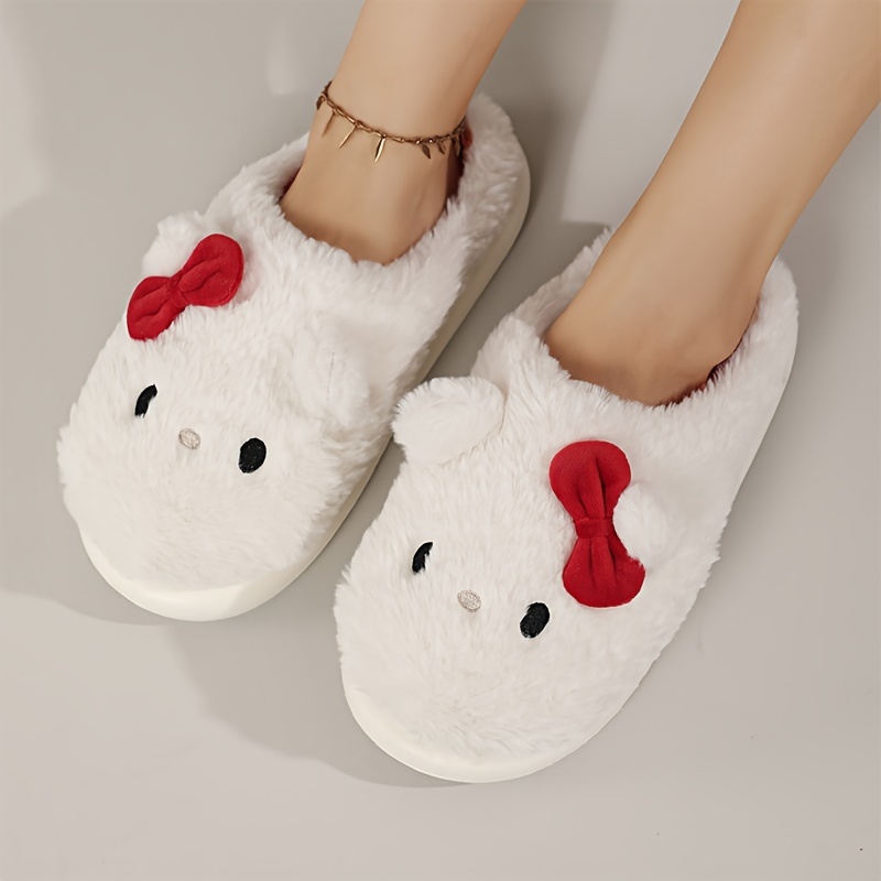 

Cozy Women's Kitten Plush Slippers - Soft, Warm Indoor Shoes For Winter With Non-slip Eva Sole