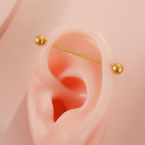 1pc of unilateral fashion stainless steel piercing round bead industrial style earrings suitable for men and womens daily wear piercing jewelry suitable for ear cartilage helix tragus and other parts