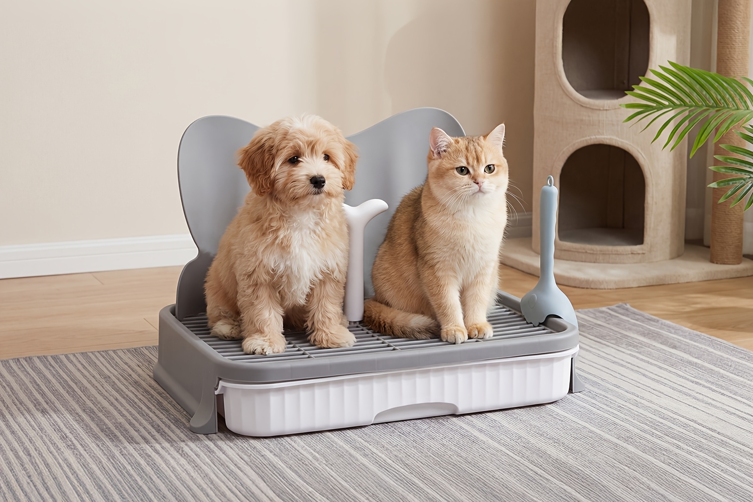 Olita pentru Caini cu Tavă Anti-Stropire si Anti-Scurgere pentru Urina | Design de Perete Anti-Stropire, Stabil si Usor de Curatat, Toaleta Interioara Designata pentru Animale de Companie, Dispozitiv de Antrenament la Olita pentru Cainei, Tavă pentru Dezechibratul Animalelor de Companie, Fabricata din PE de Ezify