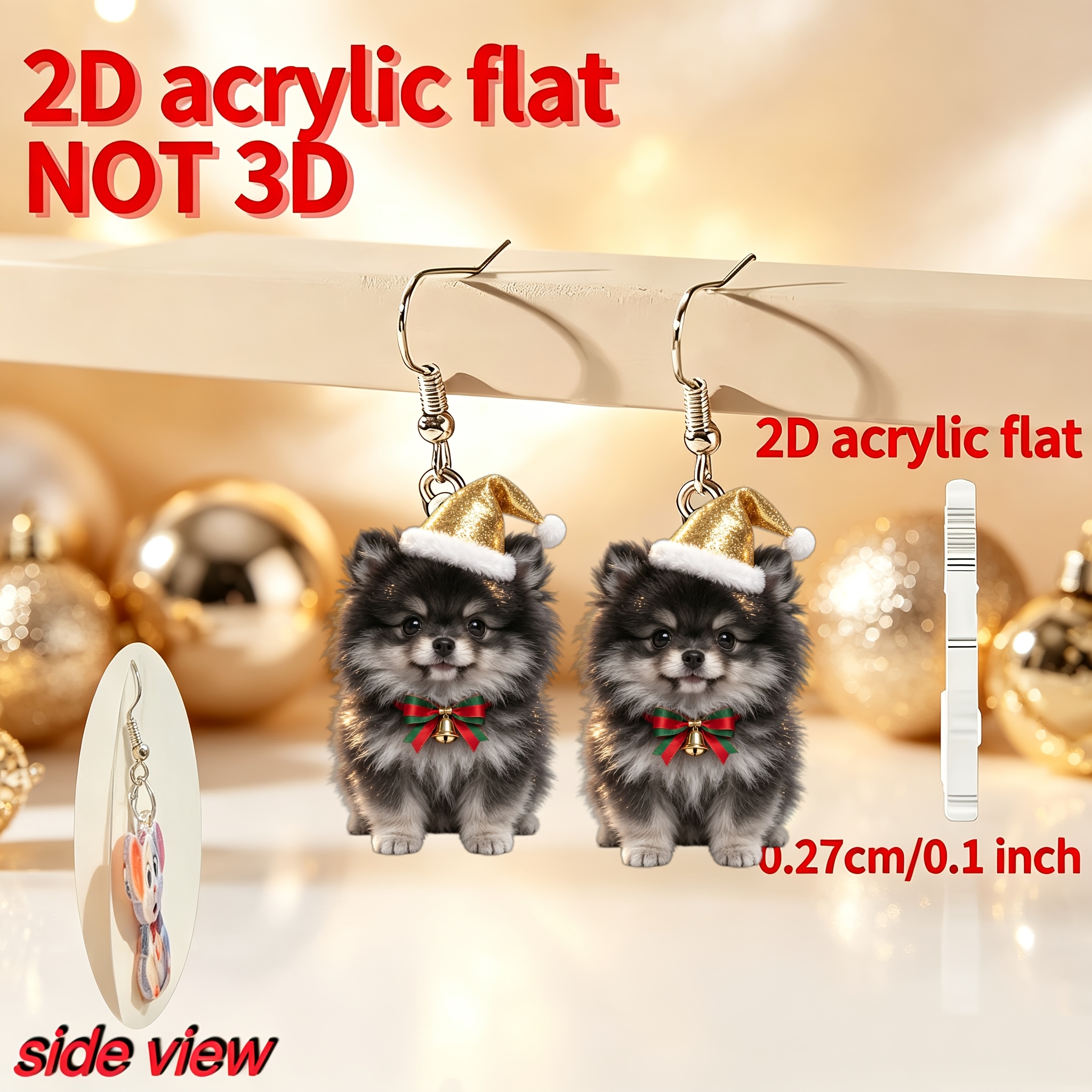 Dog Pattern Acrylic Pendant Earrings, Cute Gift