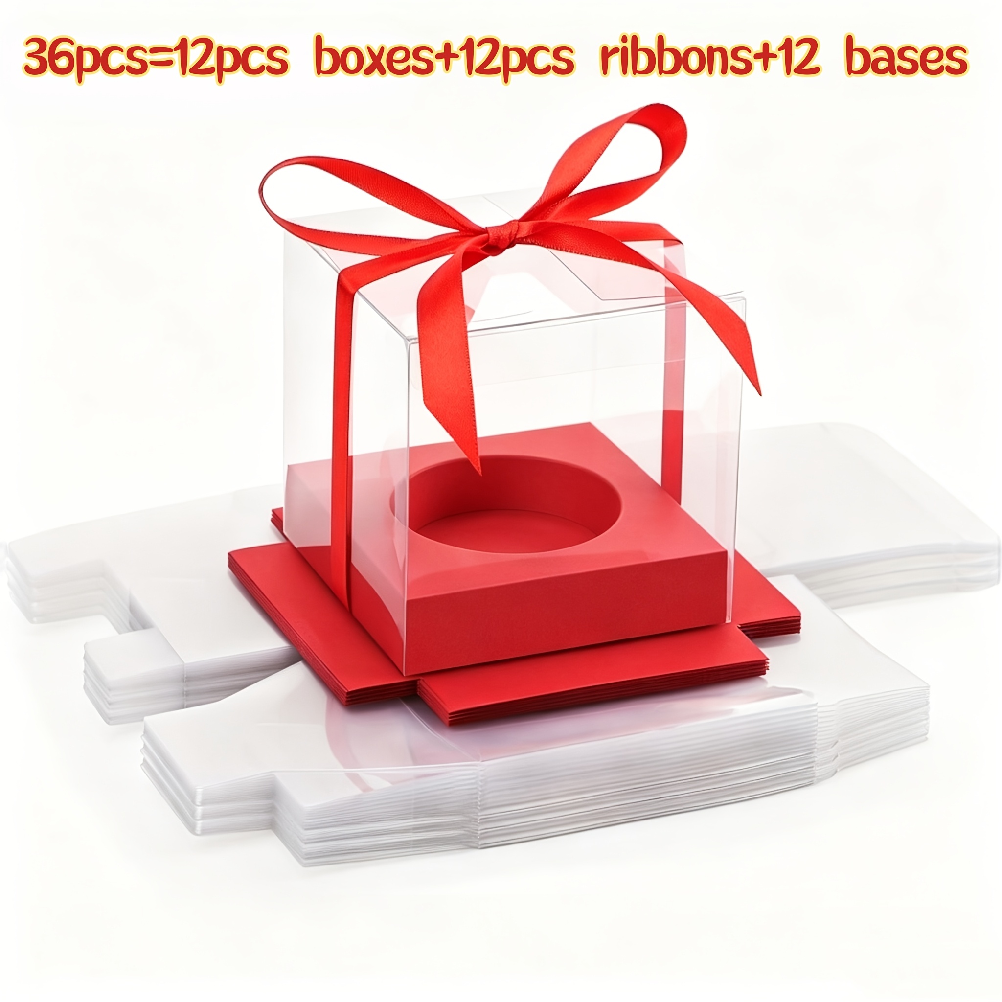 TEMU 36 pezzi (12 scatole regalo, 12 nastri e 12 base) Scatole regalo con per matrimoni, compleanni, festivit�, Natale, bomboniere, San, , Halloween,